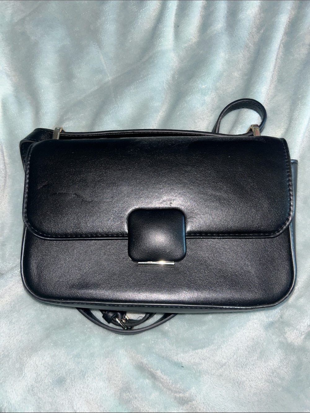 A new day Classic Black Leather Crossbody Bag